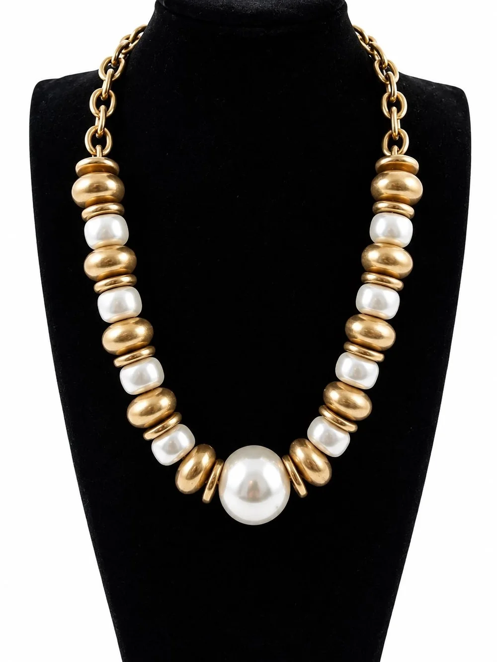 Gold and Pearl Bead Necklace and Bracelet Set - Elegant Women Jewelry
